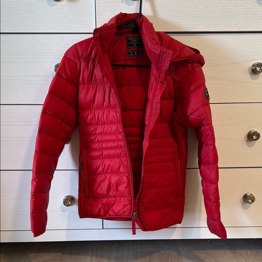 Abercrombie & Fitch Red Puffer Jacket